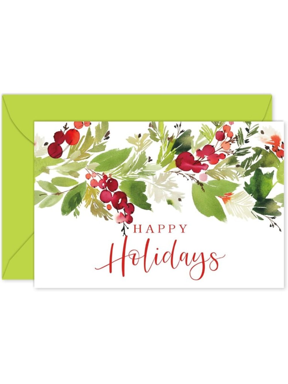 100 Pack Christmas Cards - Happy Holidays Greeting Cards with Berries & Leaves